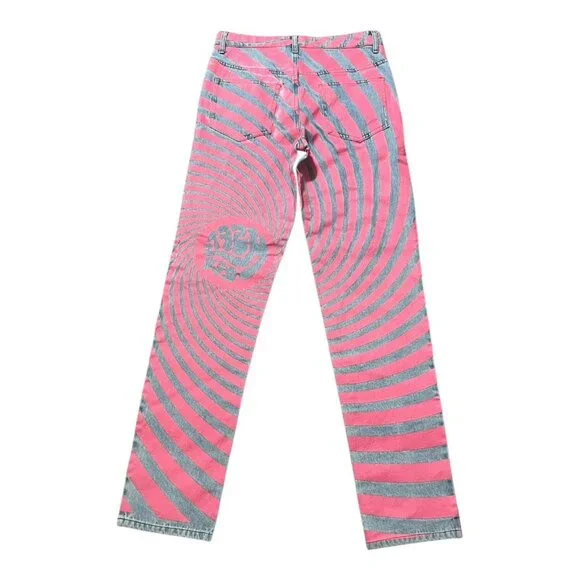 MSFTSrep Jaden Smith Straight Leg Logo Print Jeans Blue Pink Swirl Size 28 - Picture 11 of 13